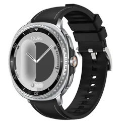 Premium Silicone Leather Strap - Original Comfortable Bracelet for Watch (Black)