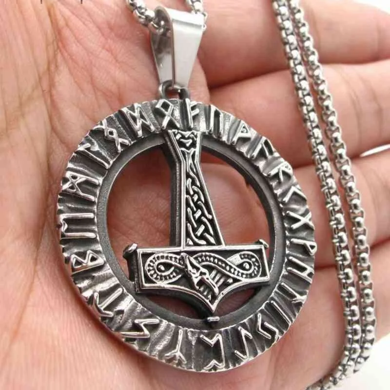 

Vintage Nordic Men's High Quality Zinc Alloy Rune Pendant Jewelry Necklace