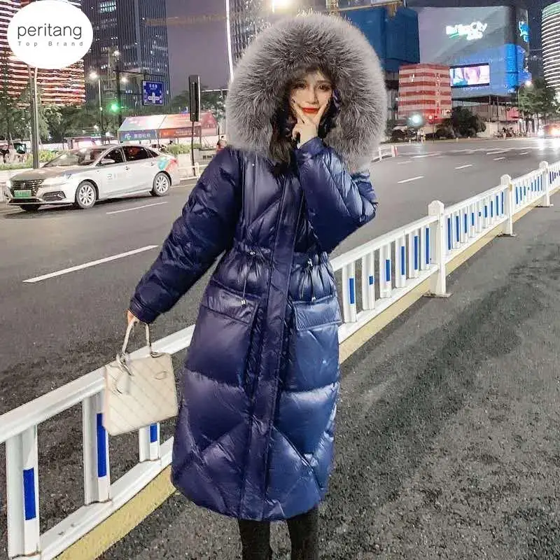 Plumífero largo con capucha para mujer, chaqueta gruesa e informal de gran  tamaño, color azul, 2023 - AliExpress