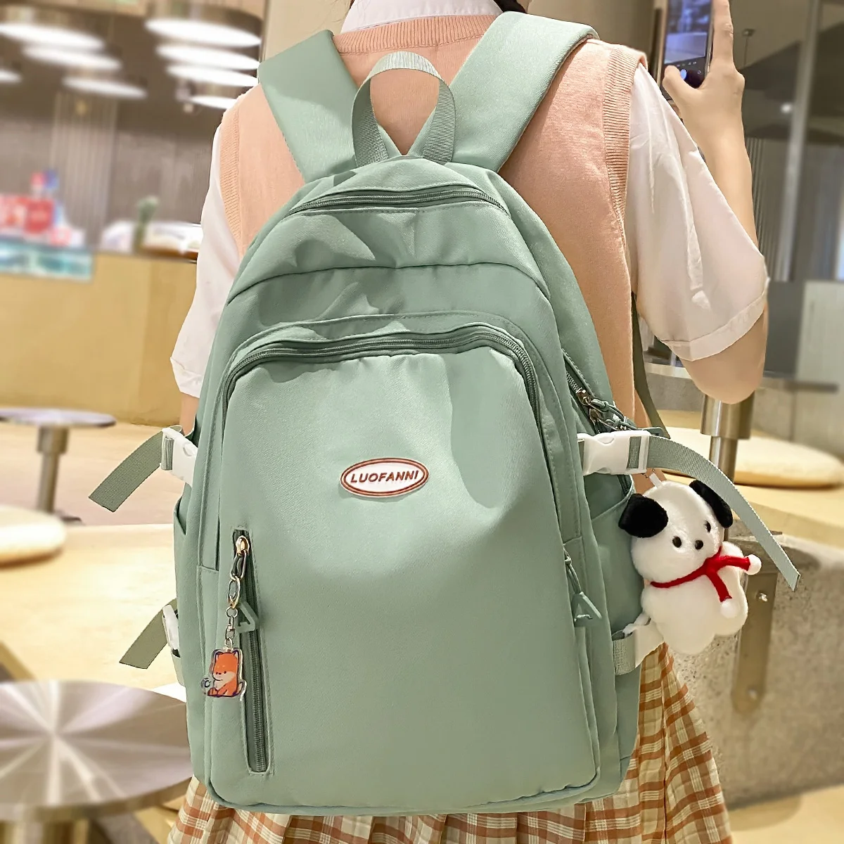 New Lady Plaid Laptop College Backpack Girls Travel Nylon Leisure Student  Bag Women Lattice SchoolBag Fashion Female Book Packet - AliExpress