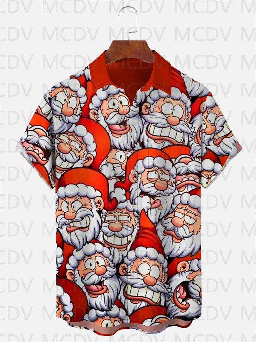 

Men's Christmas Santa Funny Print Casual Shirt Men Hawaiian Shirt