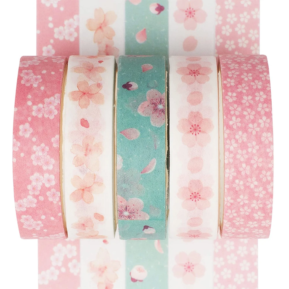 

5 Rolls Washi Tape Set Creative Sakura Decorative Tapes for Arts, DIY Crafts, Journals, Planners, Scrapbooking, Wrapping
