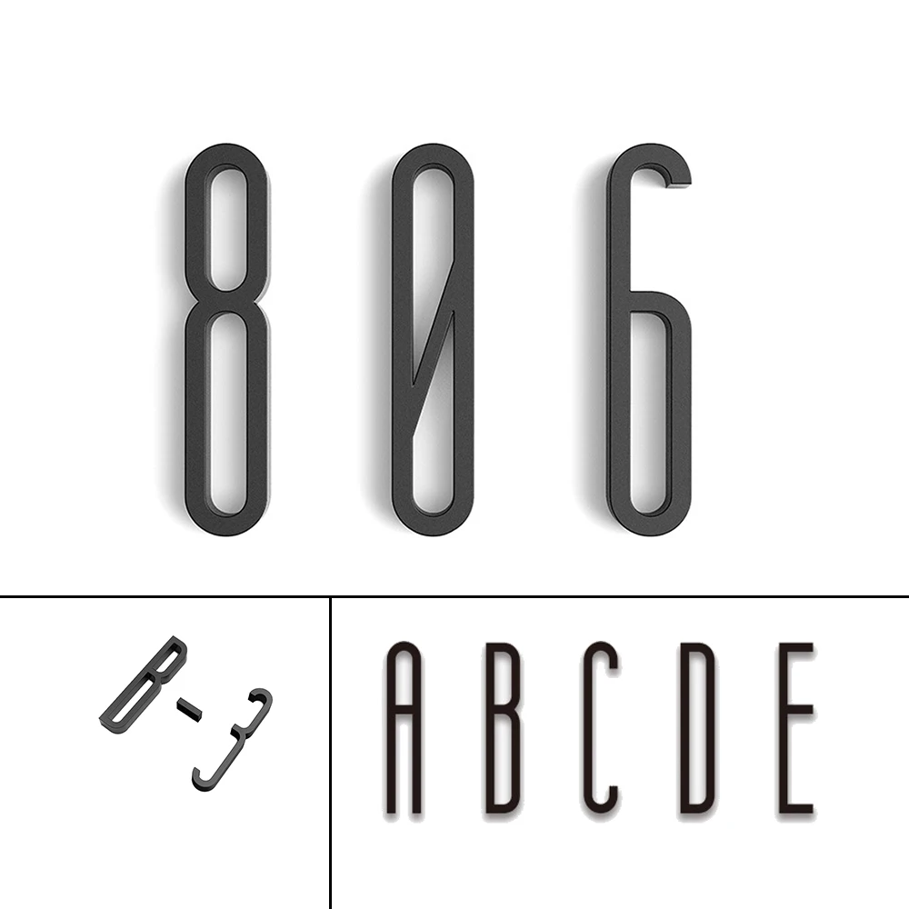 Self Adhesive Big Modern Door Number 4 Inch 100mm For Exterior House Apartment Plaque Mailbox Address Digits Sticker Sign Black