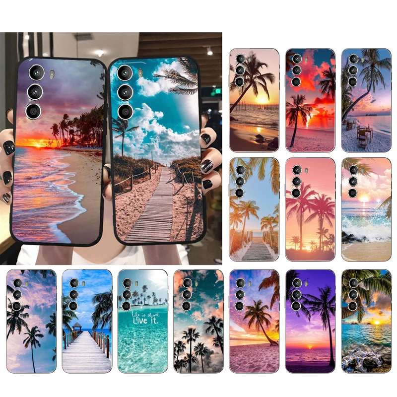 

Summer Beach Sea Palm Tree Phone Case for Moto G84 G22 G32 G42 G52 G62 G53 G72 G60 G60S G100 G10 G20 G30 G13 G50 G 5G G Pure