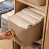 Steel Ring Clothes Storage Basket Foldable Storage Box Household Wardrobe Drawer Dust-proof Non-woven Pants Portable Storage Box 4