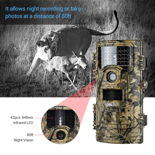 BOBLOV CT006 Trail Camera 20MP 1080p 30fps Scouting Night Vision Trail Hunting Camera CamWildcamera Wild Surveillance Wildlife 5