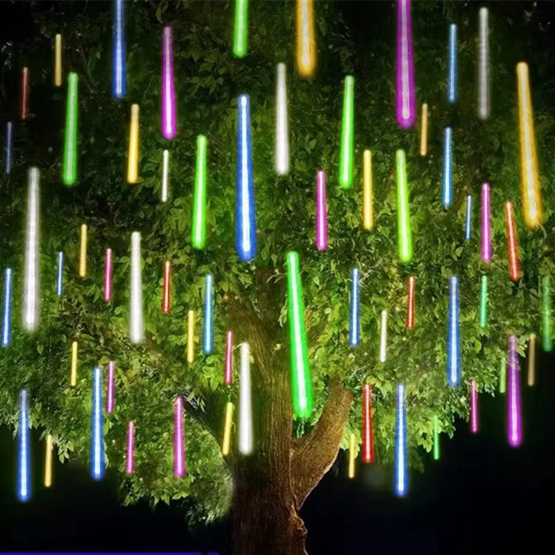 Solar Christmas LED Meteor Shower Garland Festoon Holiday Outdoor Waterproof Fairy String Lights Street Wedding Decoration 2024