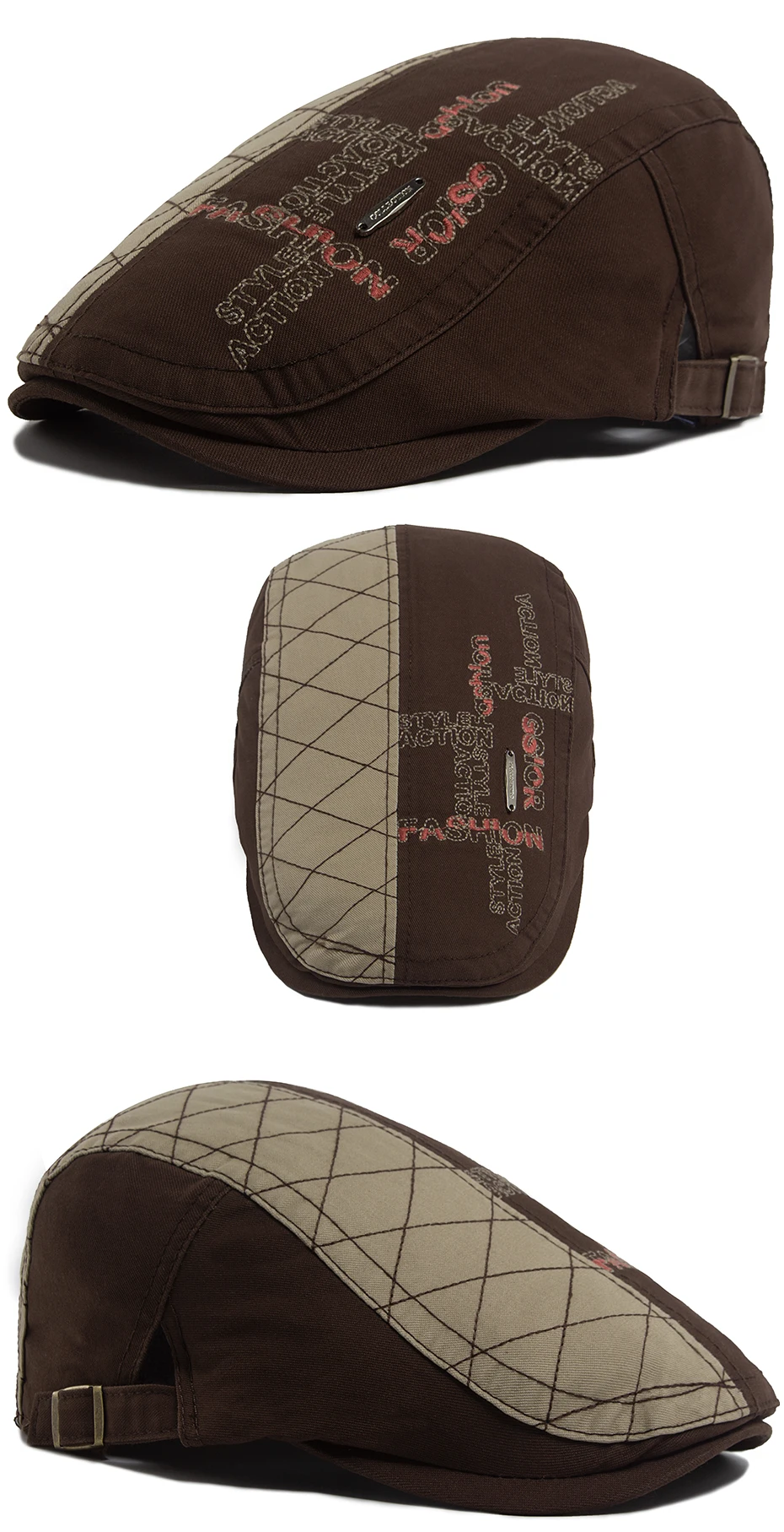 Brief Label Männer Berets Mode Stickerei Vintage Zeitungsjunge Mütze Frühling Herbst Flache Kappen Für Männliche Casual Outdoor Frauen Sonnenhut – Detail 7