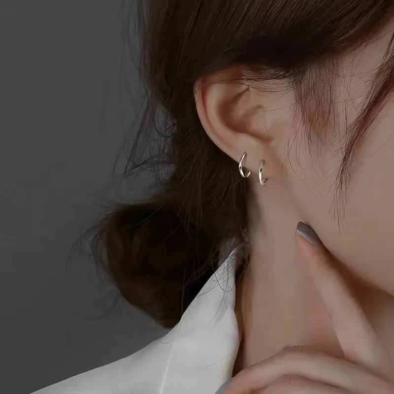 925 Sterling Silver Round Stud Earrings for Women Simple