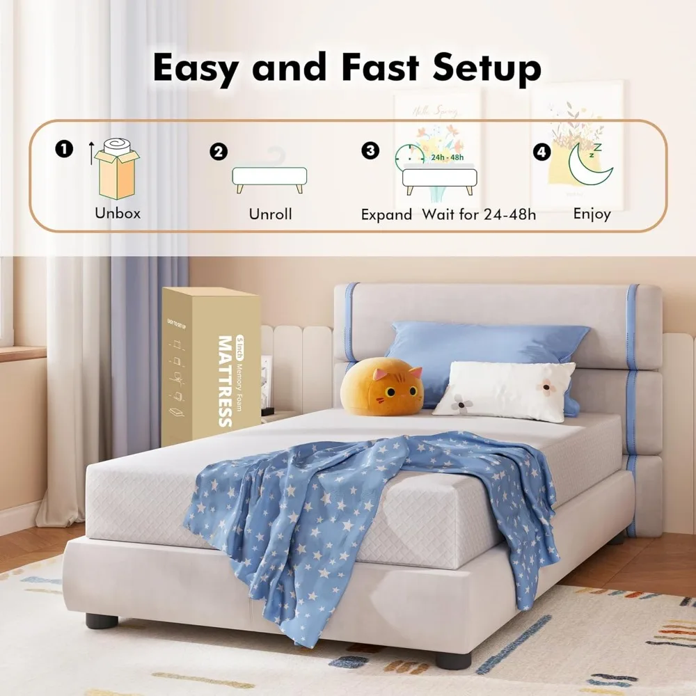 Twin Mattress 8 Inch Green Tea Memory Foam Mattress for Cool Sleep & Pressure Relief, CertiPUR-US Certified Medium Mattresses 6
