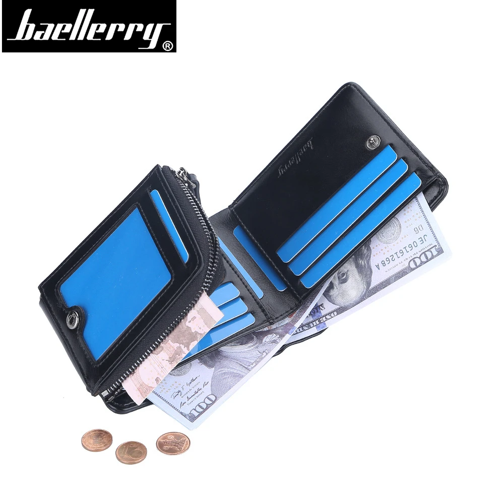 

High Quality Leather Men Wallets Zipper Short Desigh Card Holder Male Purse Fashion Coin Purse Men Wallets