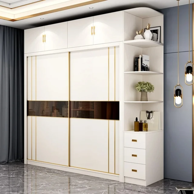 Modern Style Wardrobe, Solid Wood, Sliding Door Wardrobe, Customizable, Quality Hardware, Suitable for Bedroom Hotel 1