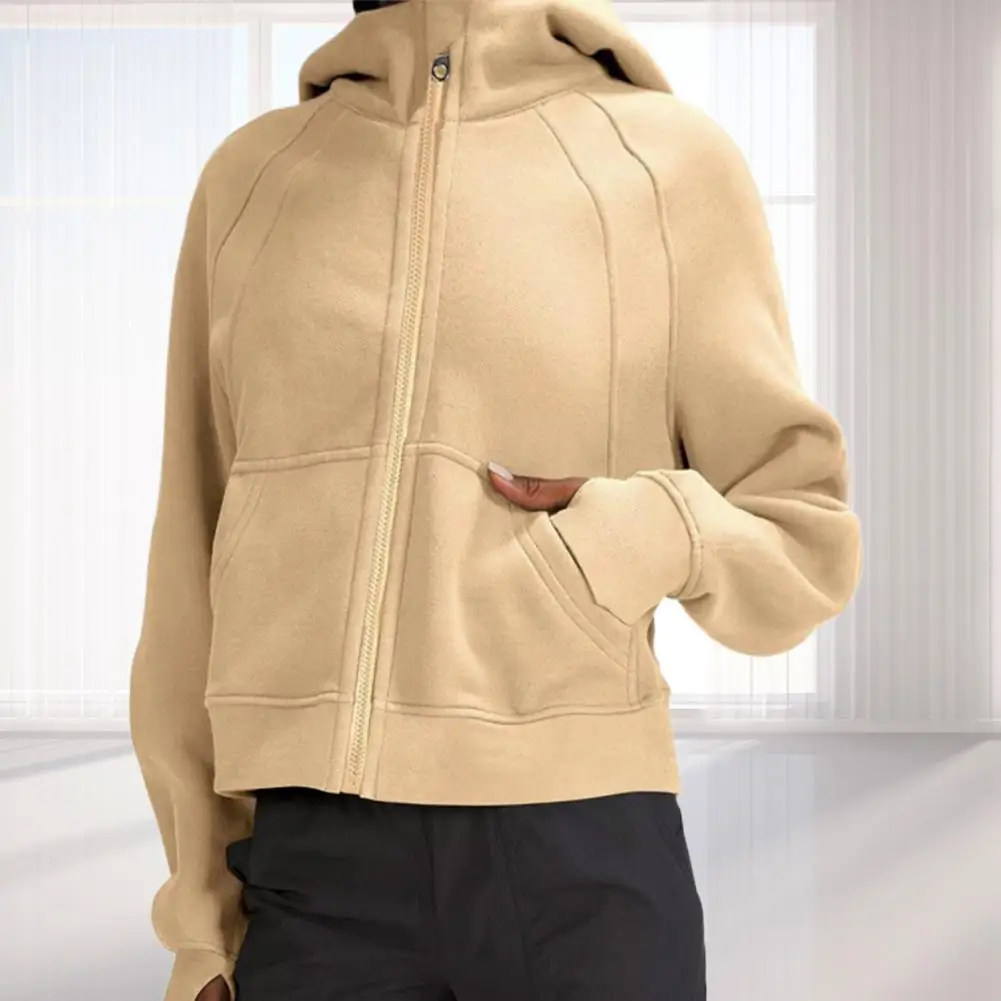 Oversized Scuba Half-Zip Hoodie Waist Length Jackets Sweatshirts Soft  Thumbholes Leisure Yoga Coat for Winter - AliExpress