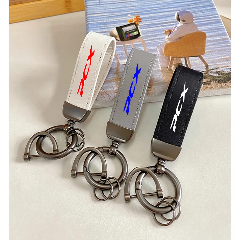 For Honda PCX 160 150 125 PCX150 PCX125 CNC Top layer cowhide motorcycle KeyRing Keychain accesorios Support custom