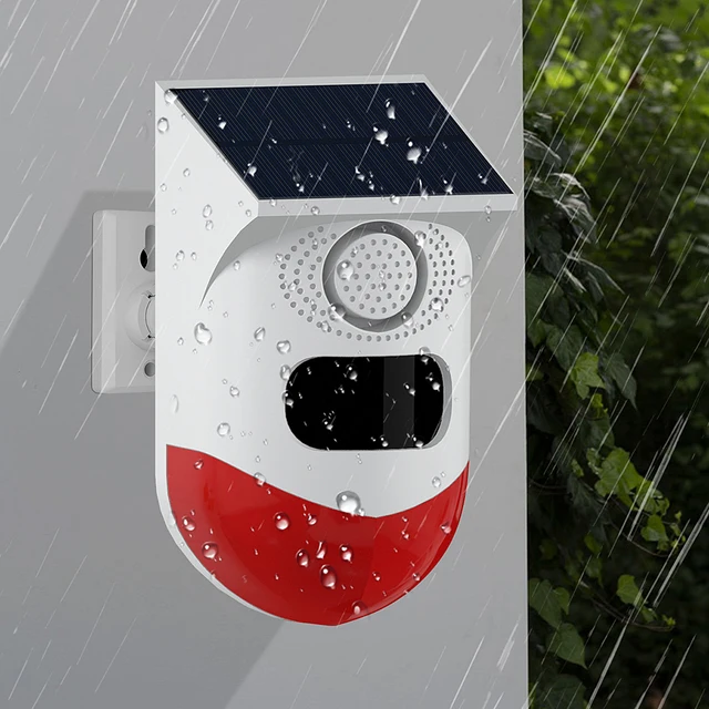 Solar Powered Security Infrared Siren Remote Control Motion Activated Detector Alarm 120dB Sound USB Charging for Home Farm Yard 3