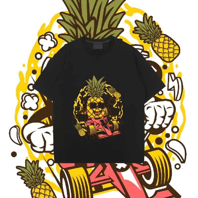 

Черно-белые футболки, футболка оверсайз из ананаса и хлопка, футболка с коротким рукавом и круглым вырезом, футболки большого размера, футболки Y2K, топы Clo