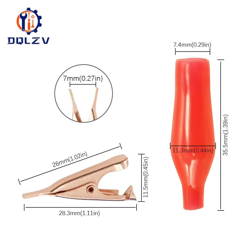 5PCS 5A Alligator Clip 28mm Flat-mouthed Copper Clip