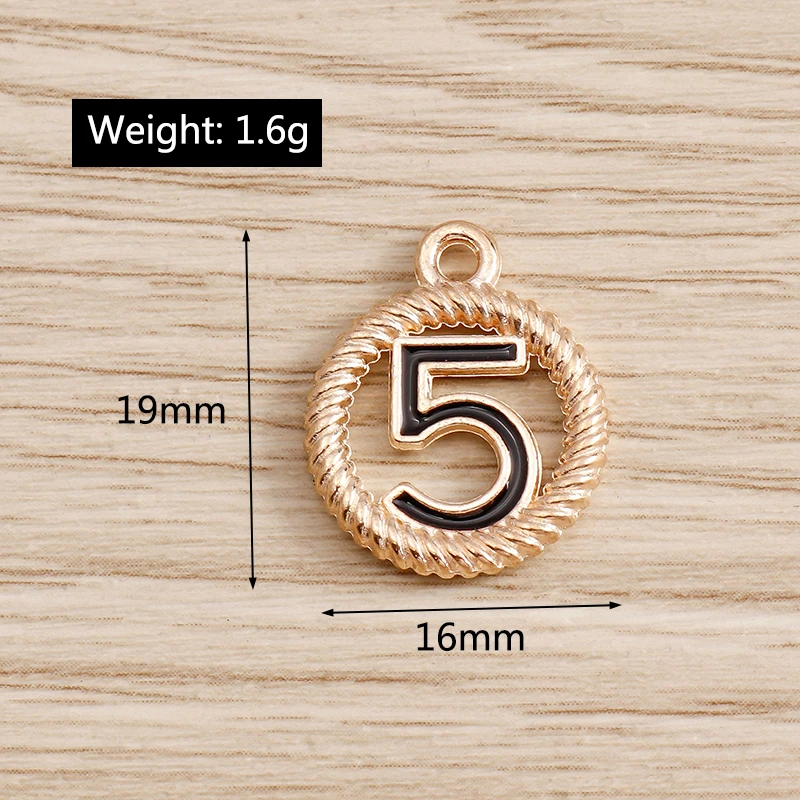 Tusember 10 Stück Emaille-Anhänger Nummer 5 für Schmuckherstellung, Ohrringe, Halsketten, DIY-Armbänder, Zubehör – Detail 11