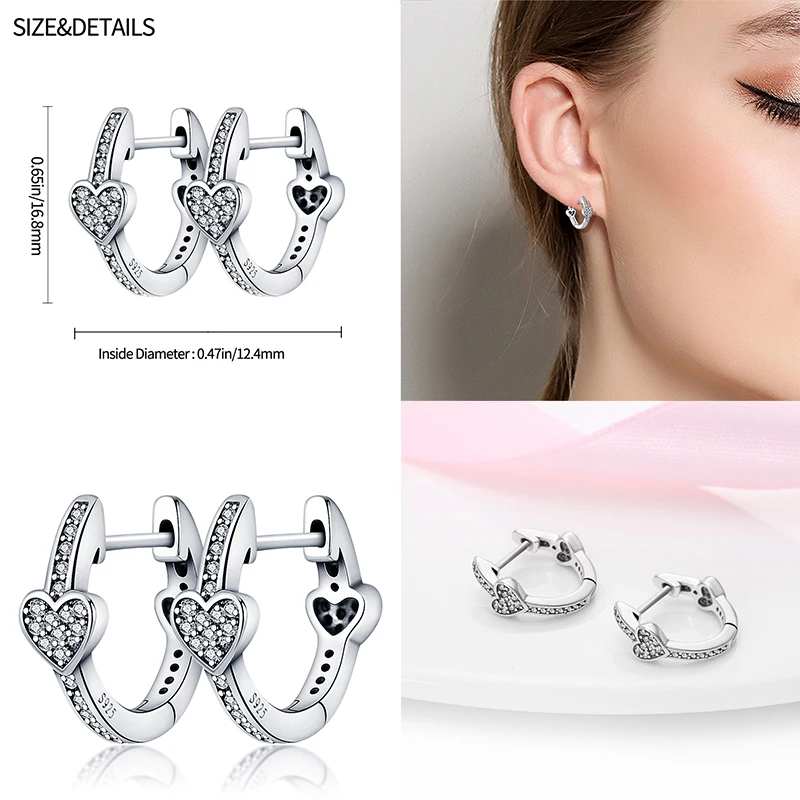 2022 Charm Double Hoop Earrings 925 Silver Fit Original Brand Charms Diy Fine Jewelry Gift For Women Fine Earring Making Gift