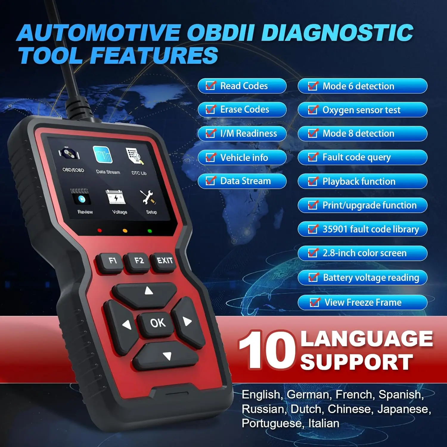 V519 Professional obd2 Scanner Diagnostic Tool EML327 OBD II Car Trouble Shooter Car Code Reader 2