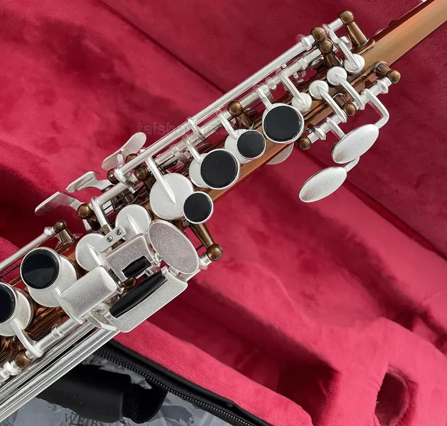 Dark gold Sopranino Saxophone Satin silver Keys Eb sax Low Bb NEW