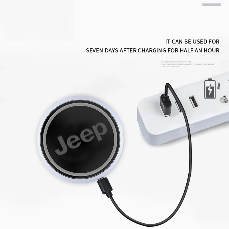 2PCS 멀티 컬러 LED 자동차 컵 코스터 지프 글래디에이터 레니게이드 컴패스 랭글러용 미끄럼 방지 장식 패드