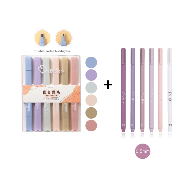 JIANWU 6pcs/set Creative cute morandi Simple small fresh gel pen kawaii Quick drying Cap neutral pen journal supplies Stationery WD566B 1901 set