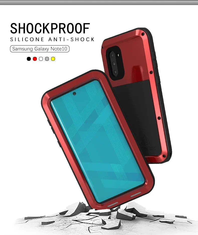 The high quality Ammy phone case fits the Samsung Note 10 Plus pro's powerful metal armored shock-proof and waterproof case