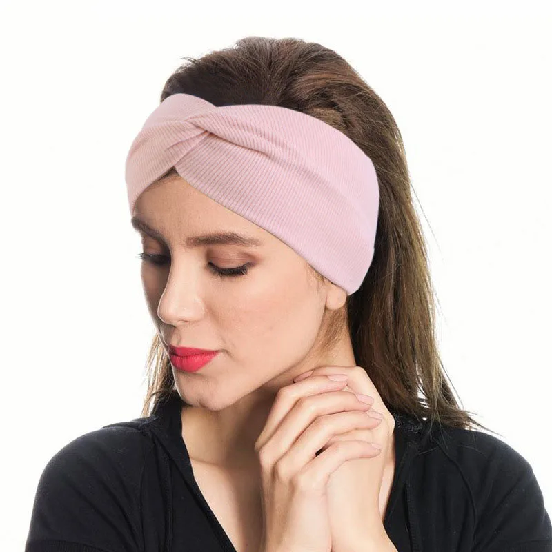 

Elastic Hair Bands Cotton Twist Knot Cross Women Girl Solid Color Sprot Yoga Headband Turban Hair Hoop Headwrap Hair Accessories