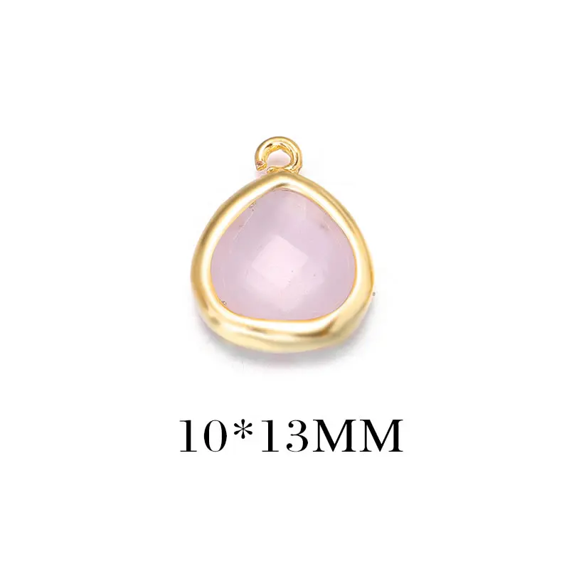 Colgantes de Encanto de Triángulo de Vidrio y Metal de Alta Calidad Accesorios de Joyería de Colorido Bronce Dorado Champán 4PCS 8x11MM 10x13MM - details 10