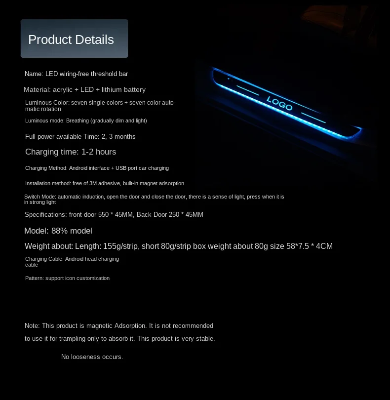 Angepasst Auto Tür Beleuchtet Sill Licht Logo Projektor Lampe USB Power  Moving LED Willkommen Pedal Auto Scuff Platte Pedal Keine wringen -  AliExpress