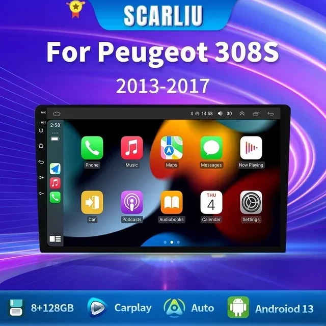 Carplay For Peugeot 308 T9 308S 2013-2017 Android Auto Wireless Car Radio Multimedia Automotive Car Video Stereo Subwoofer DSP