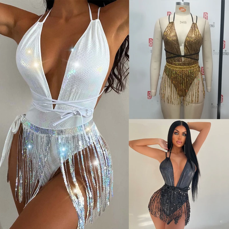 

Женское боди с бахромой и юбкой, 3 цвета