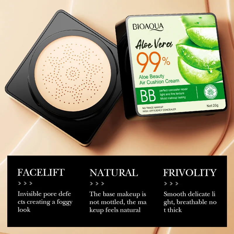 Cushion Foundation Aloe Air Cushion Foundation CC Cream Water Feeling Flawless BB Cream Moisturizing Oil Control Smooth Natural Concealer