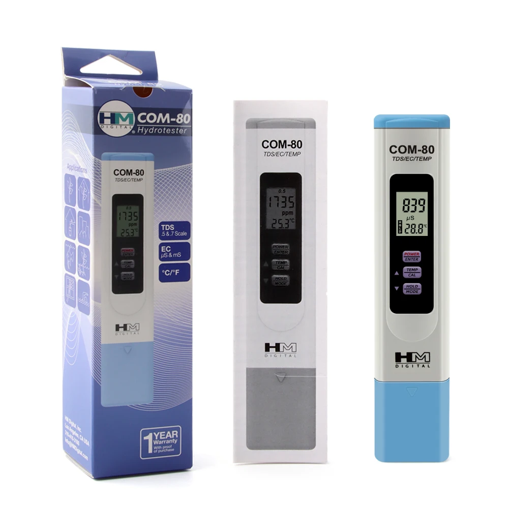 Yieryi TDS EC TEMP Meter COM-80 Total Dissolved Solids Monitor Conductivity Tester for Aquarium Hydroponics Drinking Water 6