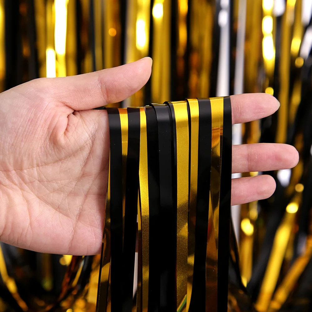 Black Gold Birthday Party Streamer Rolls Decoration Crepe Paper Gold  Garland for Xmas New Year Baby