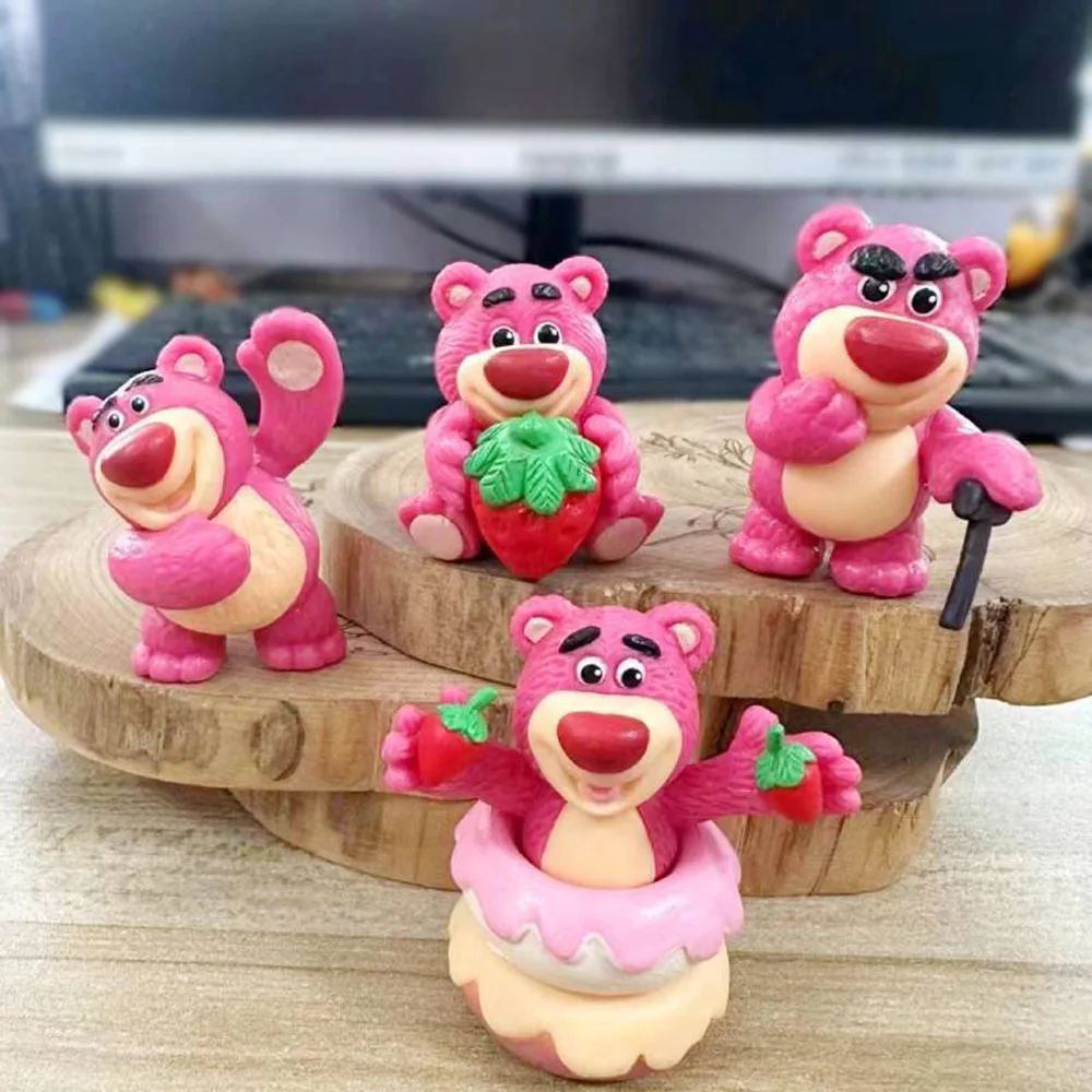 4 Pz/Set Disney Cartoon Toy Story 3 Lotso Lasso Strawberry Bear Cake Decoration Pvc Action Figures Gk Model Collezioni Giocattoli Fai Da Te