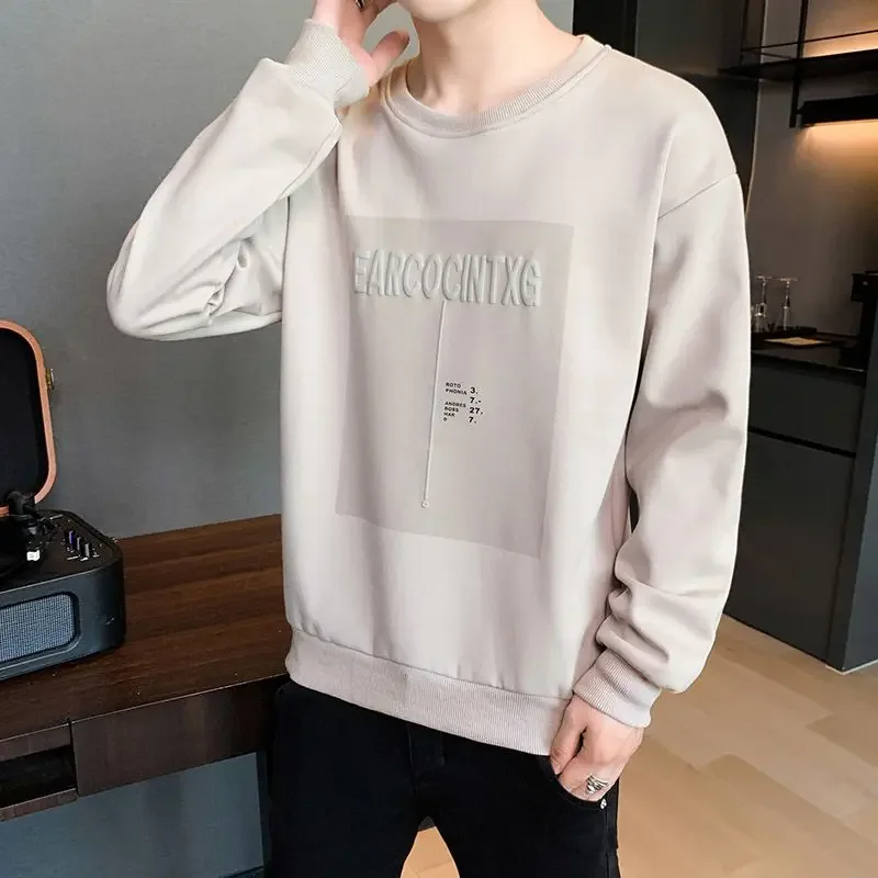 thumbnail image 1 of Sudadera con cuello redondo y parte superior azul para hombre, ropa para hombre, sin capucha, cuello redondo, estilo coreano, estética, oferta de bienvenida, 1 of 5
