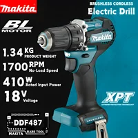 Makita DDF487 18V perceuse sans fil, tournevis à percussion, Kit d'outils électriques rechargeables pour la réparation automobile 1