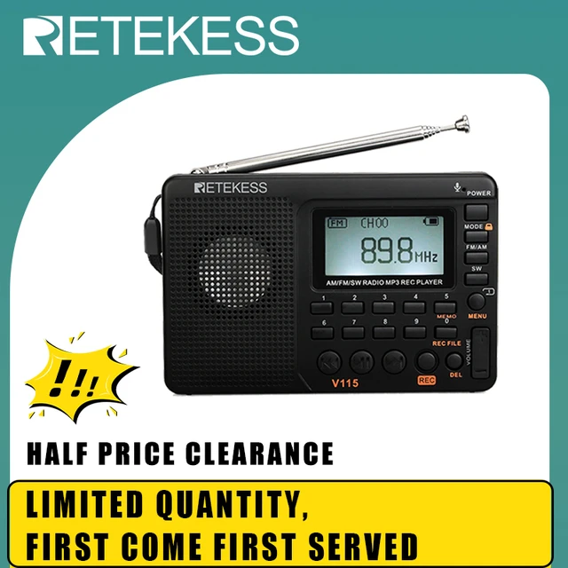  Retekess V115 Digital Radio AM FM, Portable Shortwave