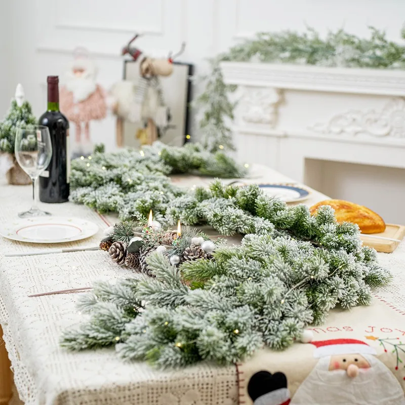 

Рождественские украшения, искусственные растения из ротанга, конусы, гирлянда, домашний камин, дверь, окно, Рождественский Декор, украшение стола