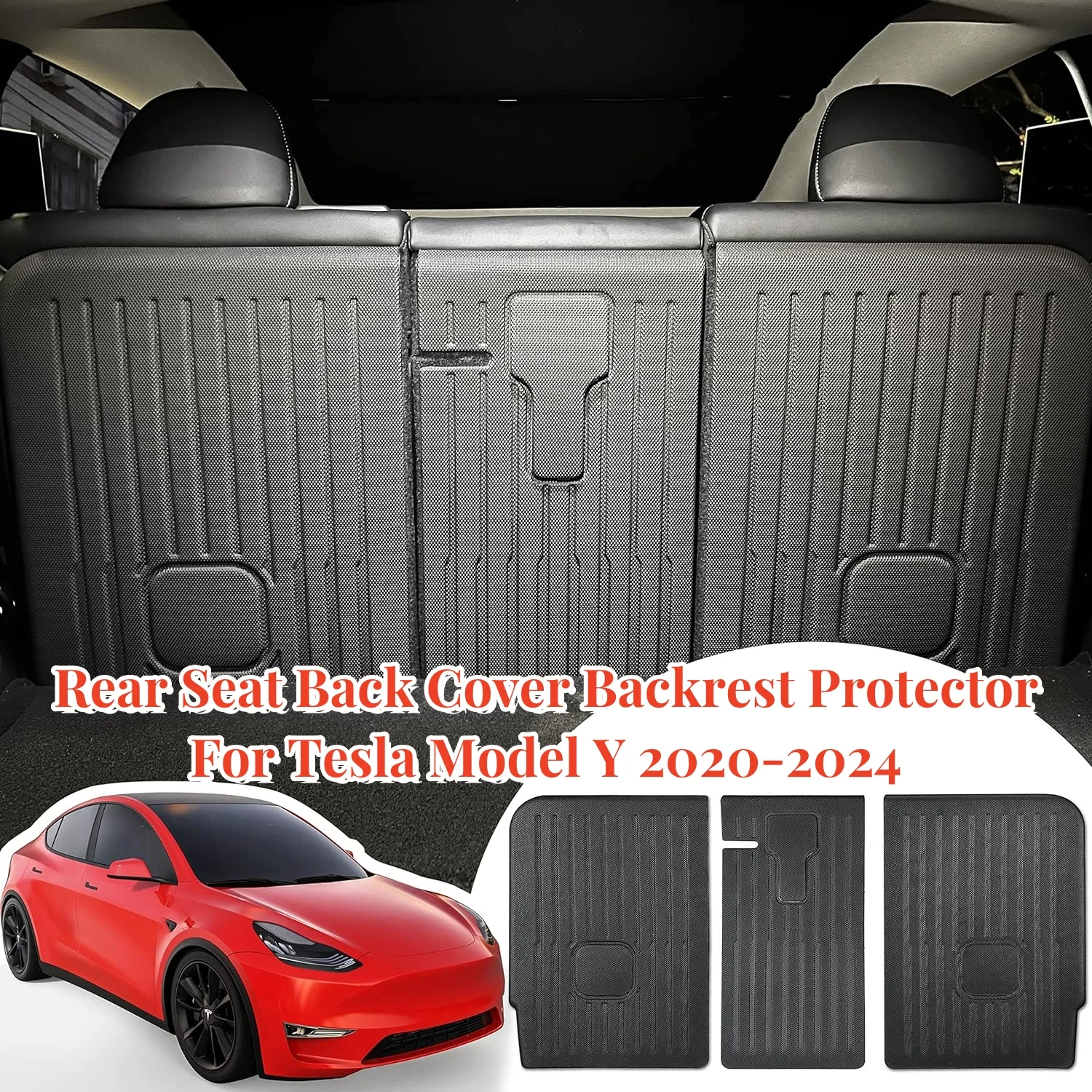 

3PCS Rear Seat Back Cover Backrest Protector for Tesla Model Y 2020-2024, All Weather Split Liner Pet Mat Cargo Trunk Liner