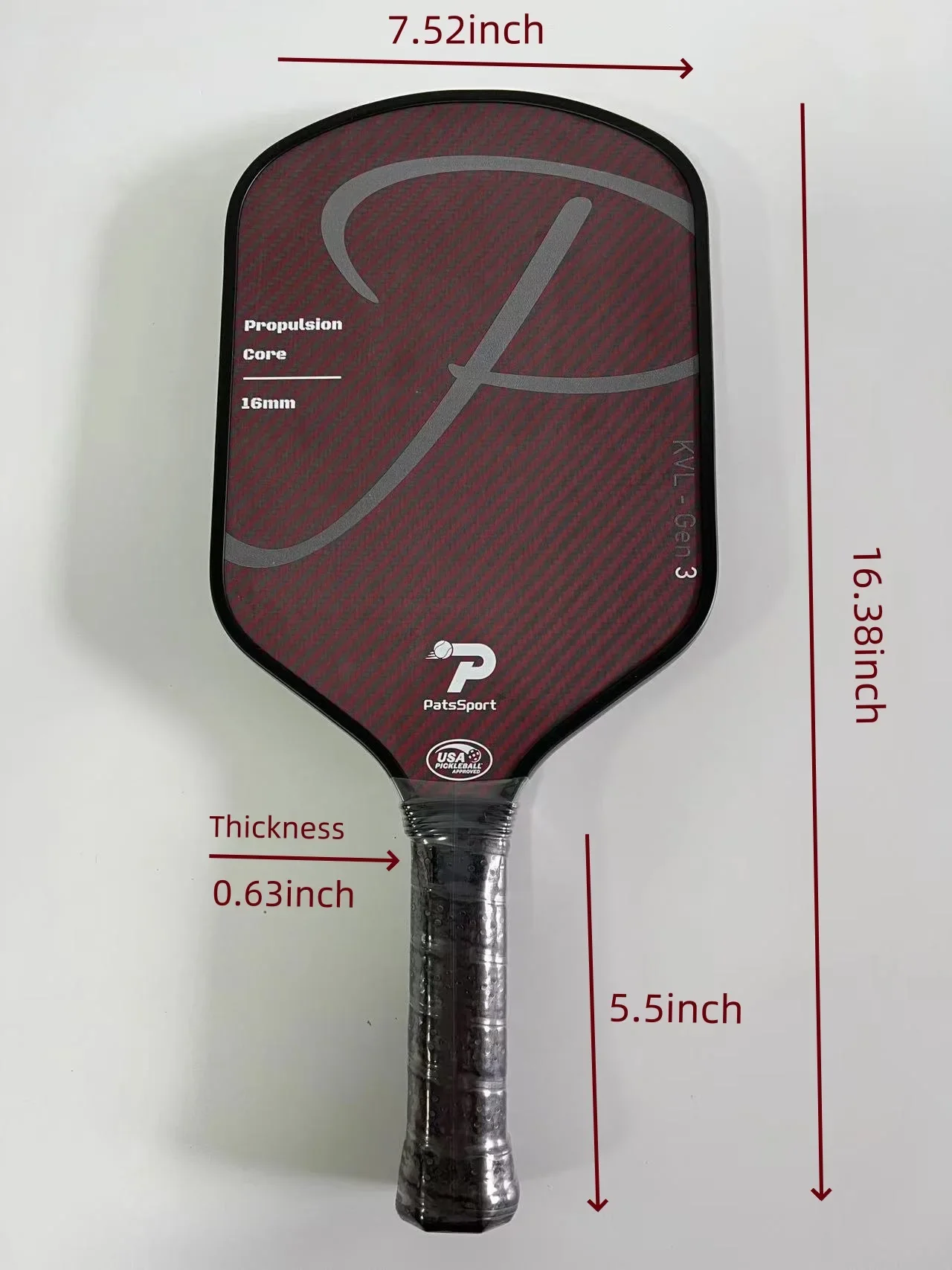 High Quality Pickleball Pro Paddle Premium Kevlar 3K Carbon Fiber 16mm Thick Third Generation Smooth Surface Pickleball Racquet