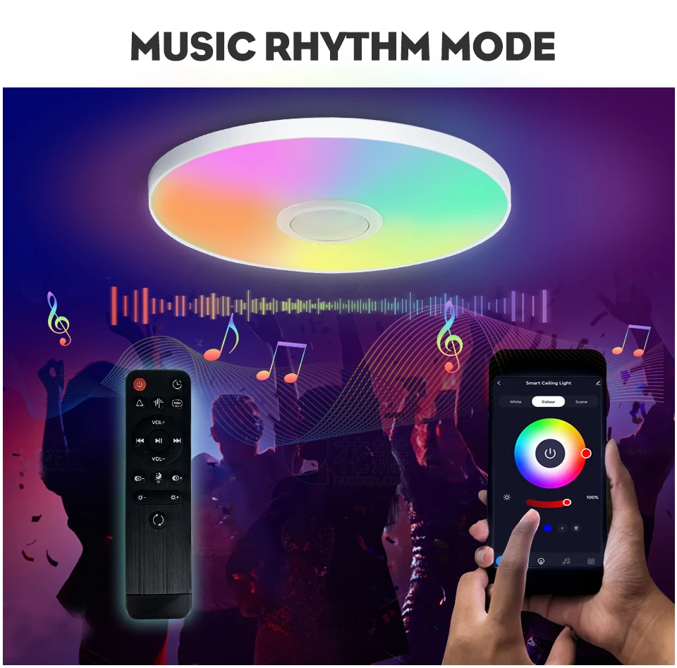 Description Picture 6 of itemRGB Speaker Ceiling Light LED Lamp 30W 36W 220V APP TUYA Remote Control Play Music Audio Home Appliance Luster Indoor Decoration