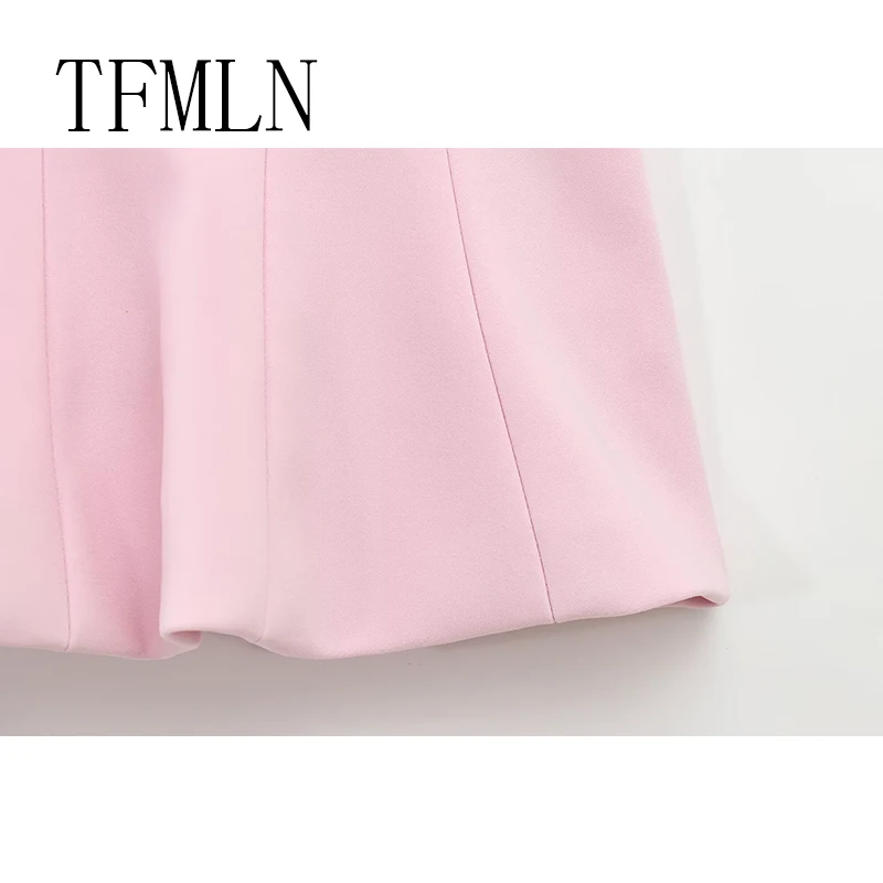 TFMLN New Summer Women Strapless Top 2025 Female Casual Sexy Slim Fitting Side Zipper Solid Short Top