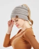New Lady Knitted Hats for Women Girls Skiing Baseball Cap Openings Horsetail Hat 3
