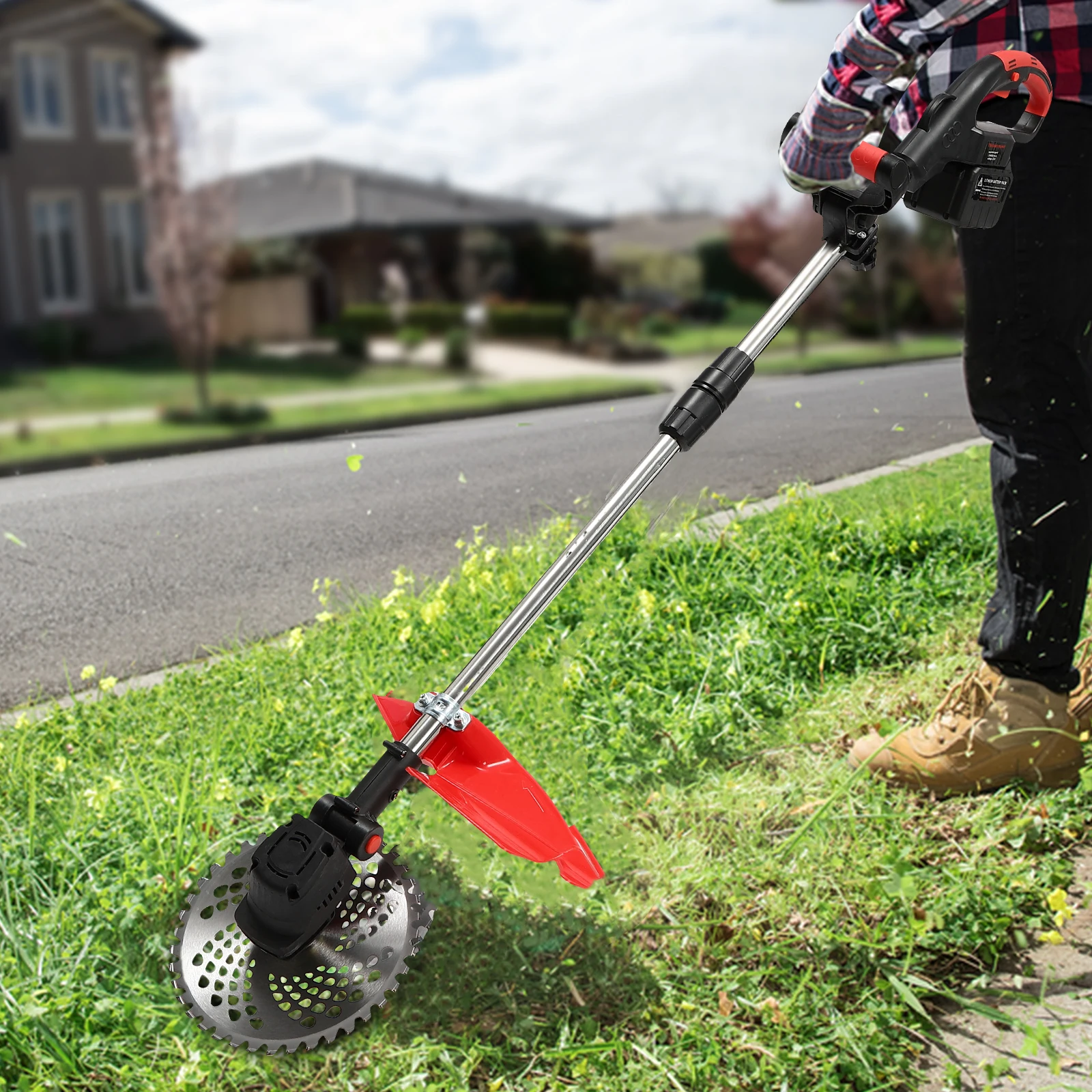 Weed Trimmer Cordless Battery Powered 21V Lightweight Weed Wacker with 2 Li Ion Battery 1 Charger and Cutting Blades for Lawn