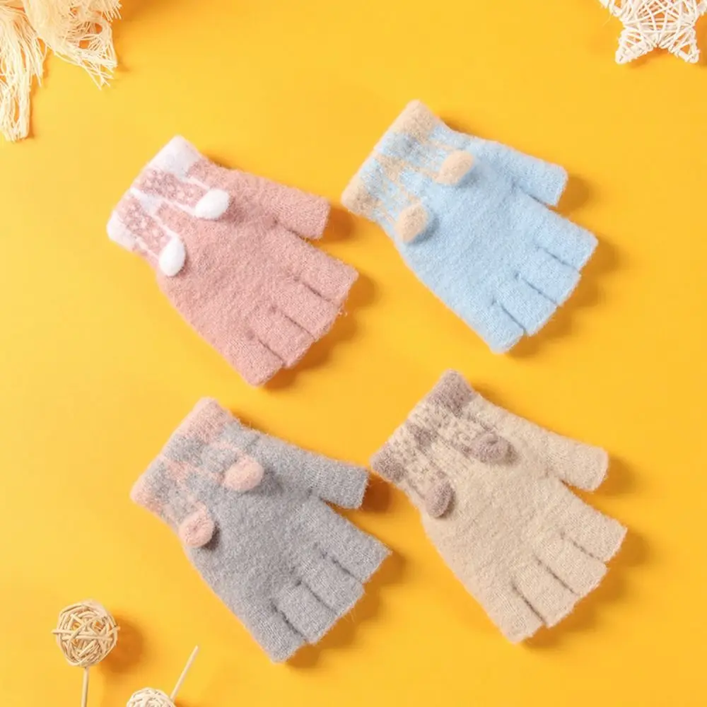 Acrylic Winter Knitted Half Finger Gloves for Kids