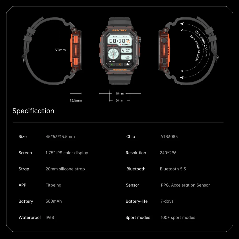 2025 New GPS Smart Watch Men 1.75-inch HD AMOLED Screen Compass Bluetooth Call IP68 Waterproof Sport Smart Watch for Android iOS
