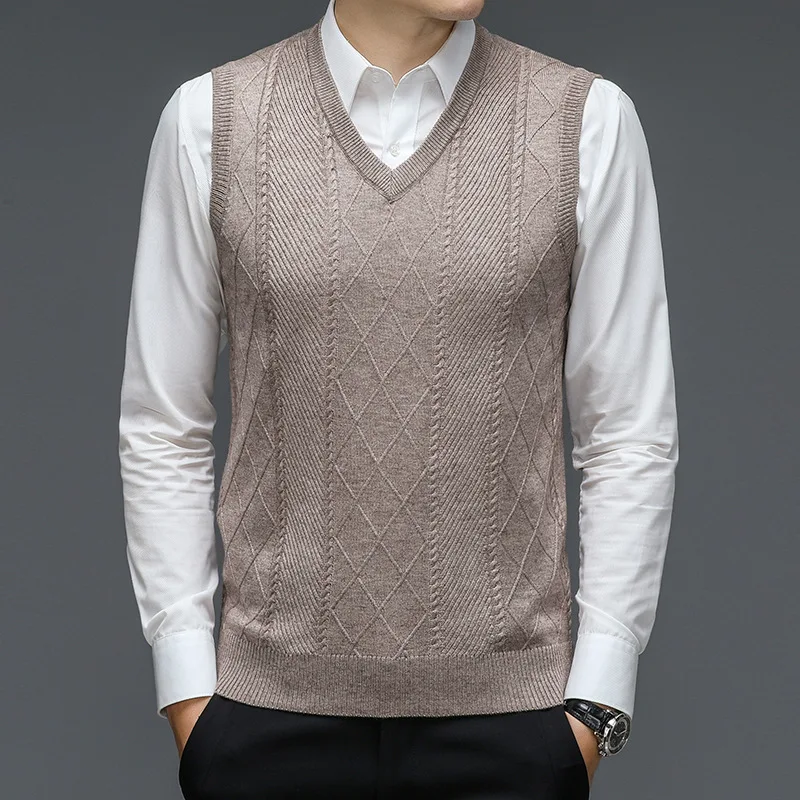 Description Picture 5 of itemSweater Male Autumn Fashion New Mens Wool Vest Casual Men's Jacquard Business Casual V-neck Man Clothing Plus Size 4xl
